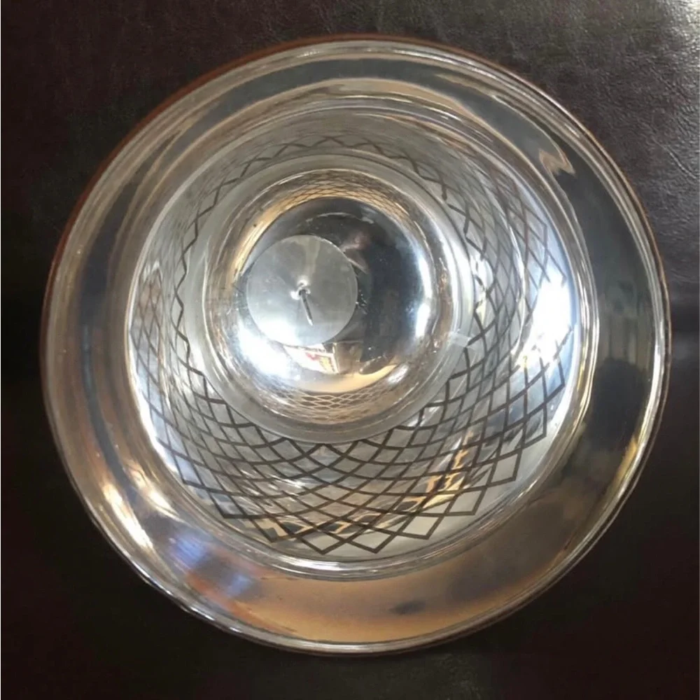 Vtg. Iridescent/Fluorescent Shimmer Diamonds Pedestal Glass Candle Holder